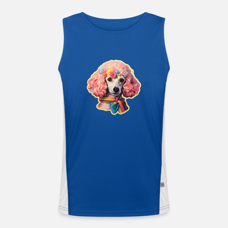 Poodle head with accessories Men's Functional Contrast Tank Top 