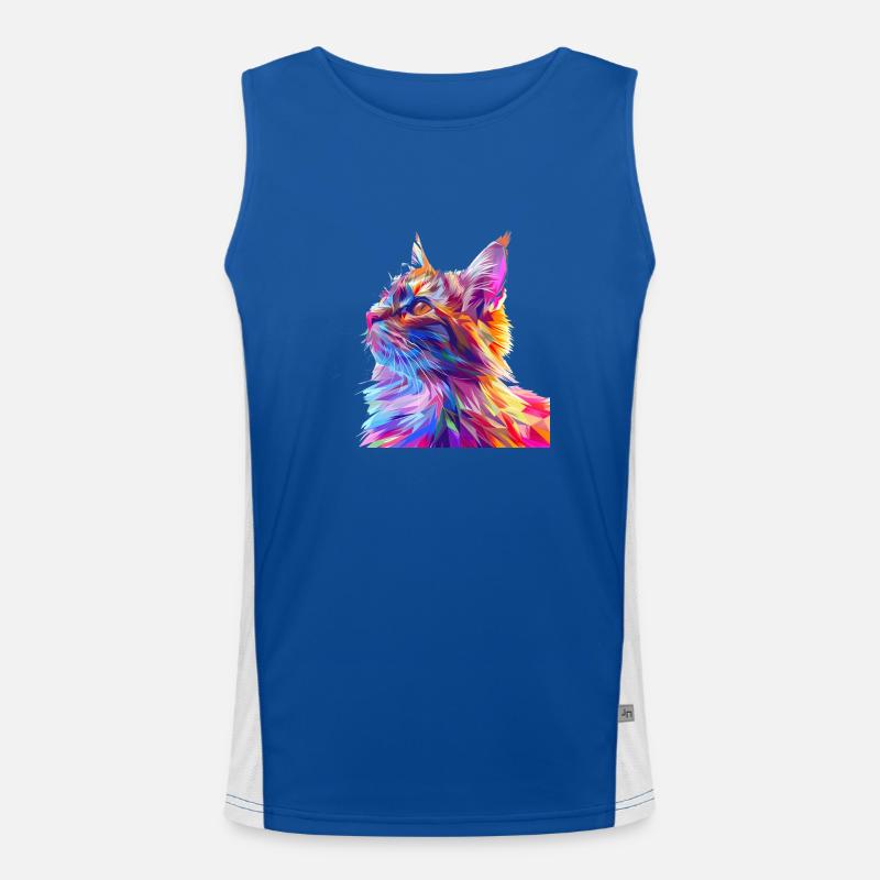Polygon Katze Comic Style Funktionelles Kontrast-Tank Top für Männer 