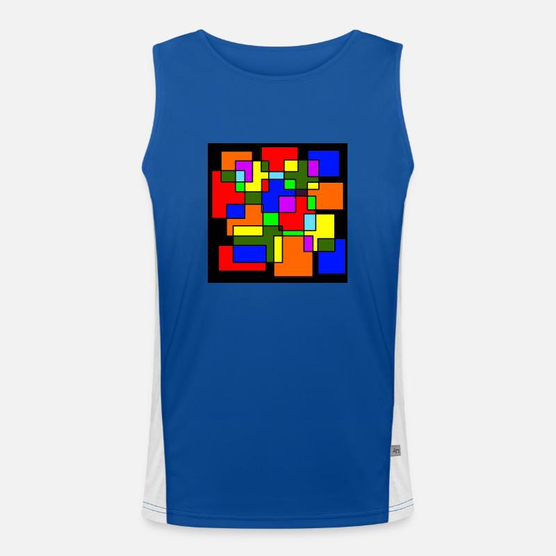 Intersecting colored squares Men's Functional Contrast Tank Top 