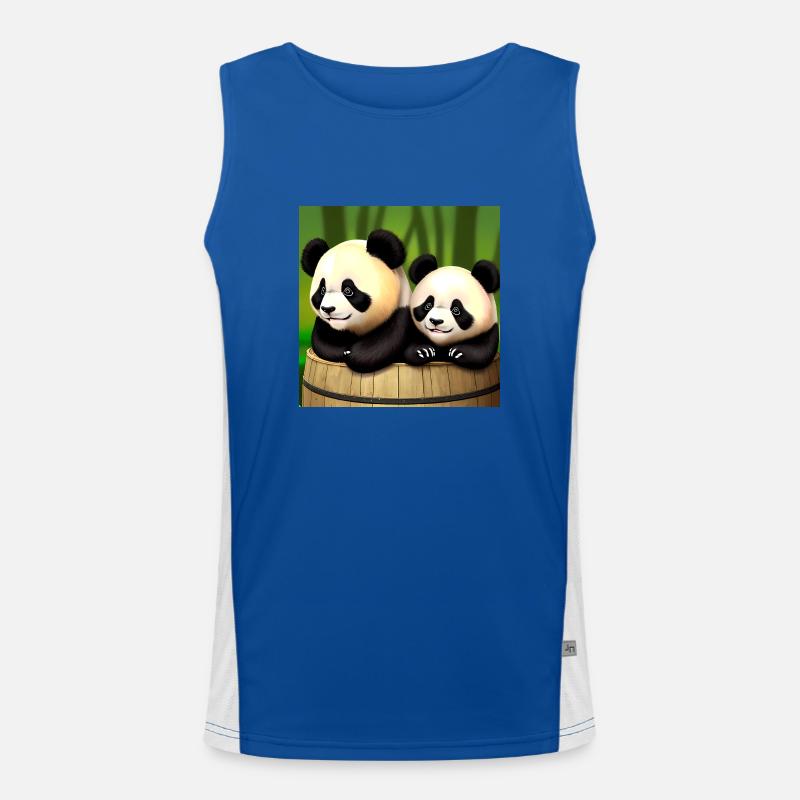 De mignons pandas à l’aventure ! 🍃 Débardeur respirant contrasté Homme 