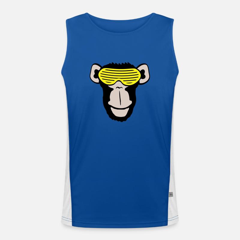 Funky Sunglasses Gorilla Cool Party Monkey Fun Men's Functional Contrast Tank Top 
