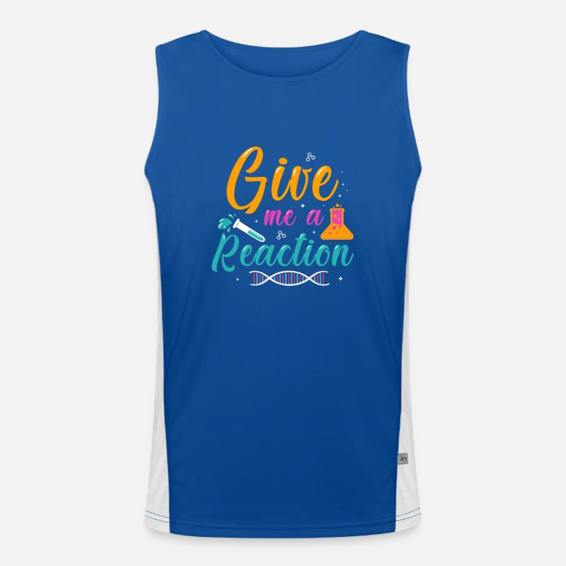 Give Me a Reaction - Funny Science Lover Funktionelles Kontrast-Tank Top für Männer 