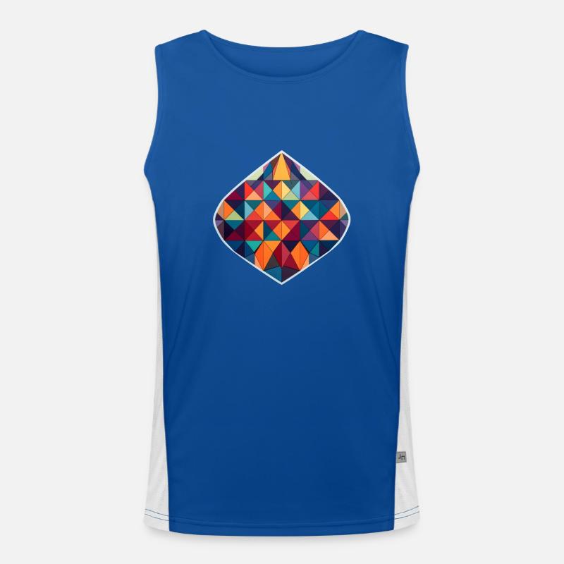 Geometric Patterns - Men's Functional Contrast Tank Top  - royal/white