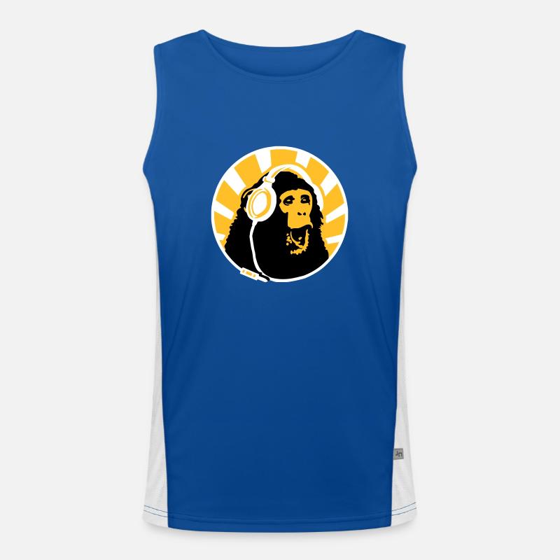 Monkey with Headphones Funktionelles Kontrast-Tank Top für Männer 