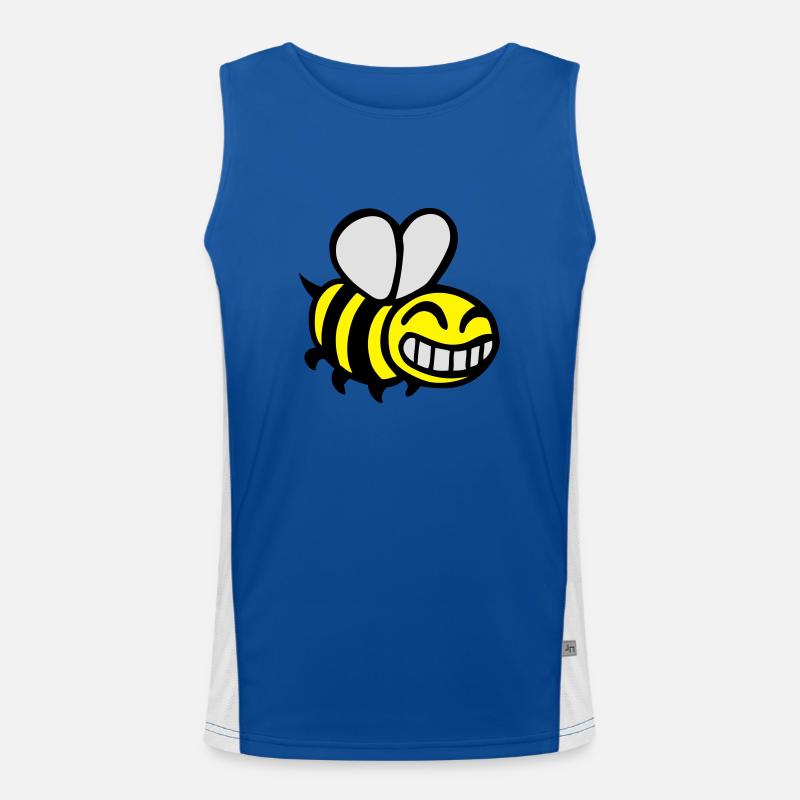 bee beekeeping beekeeper comics drawing - Men's Functional Contrast Tank Top  - royal/white