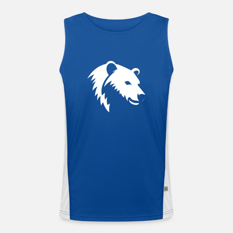 Bär Silhouette eines Eisbärkopfes Funktionelles Kontrast-Tank Top für Männer 