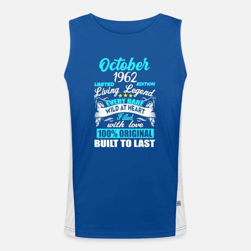 October 1962 - 60th birthday gift. Legend. Men's Functional Contrast Tank Top 