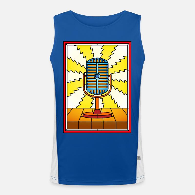 Retro Microphone Lightning Burst - Men's Functional Contrast Tank Top  - royal/white