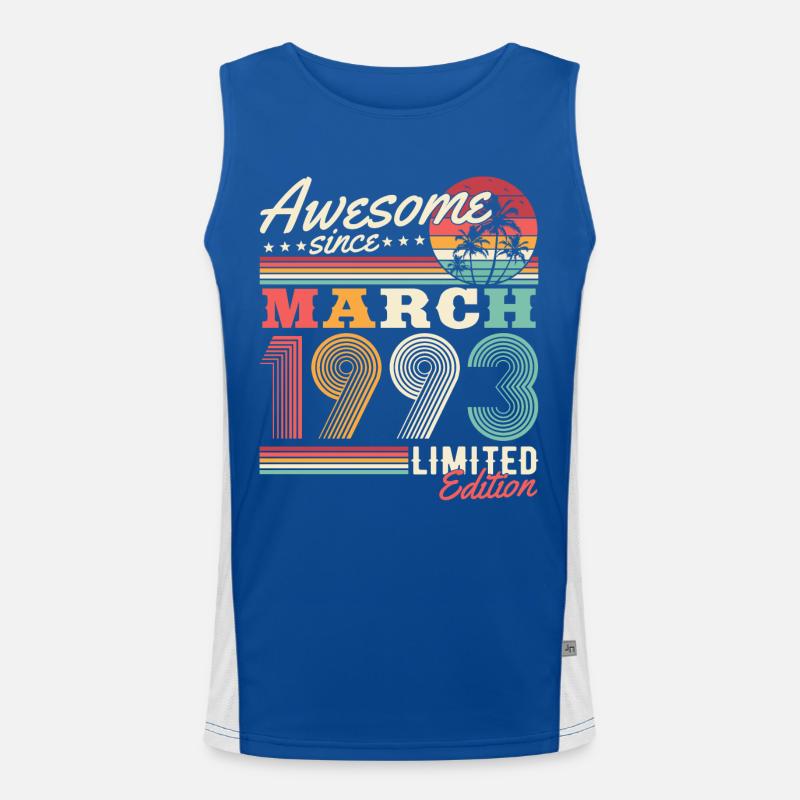 Mars 1993 Vintage Retro Anniversaire Débardeur respirant contrasté Homme 