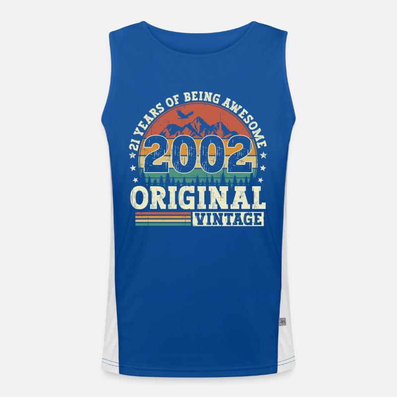 Vintage Birthday Gift Born in 2002 Men's Functional Contrast Tank Top 