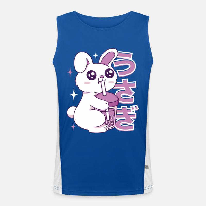 Kawaii Bunny Bubble Tea Men's Functional Contrast Tank Top 