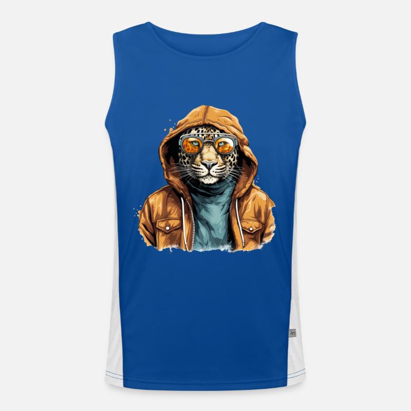 Street style leopard | Leopard lovers - Men's Functional Contrast Tank Top - royal/white