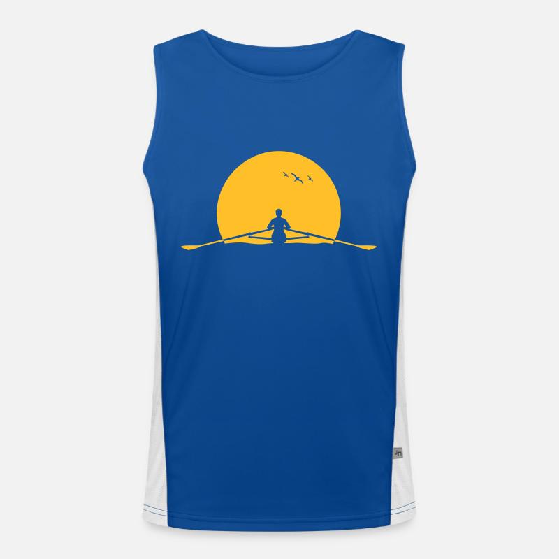 Rowing sunset rower rowing skulls - Men's Functional Contrast Tank Top  - royal/white