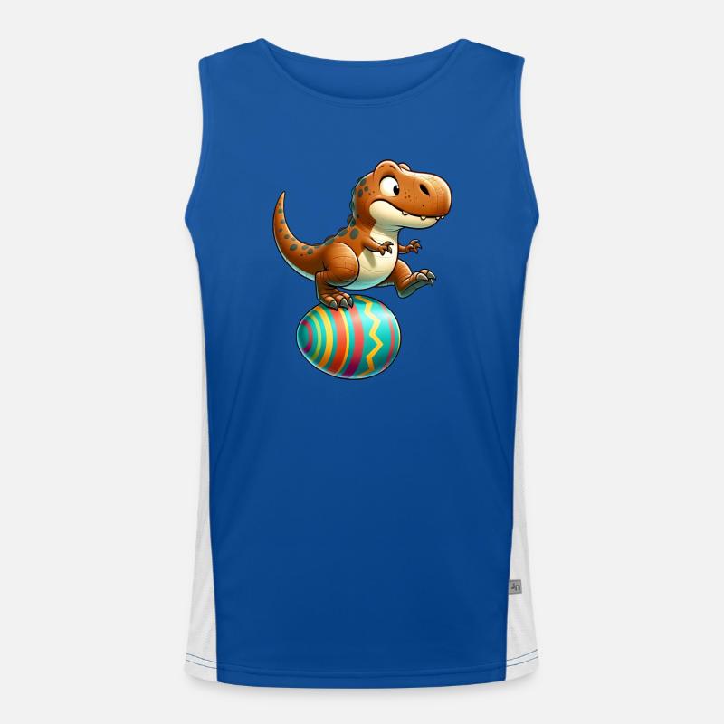 Dancing T-Rex, Easter Eggshell Fun - Men's Functional Contrast Tank Top  - royal/white