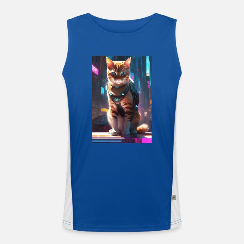 Cyberpunk Katze Funktionelles Kontrast-Tank Top für Männer 