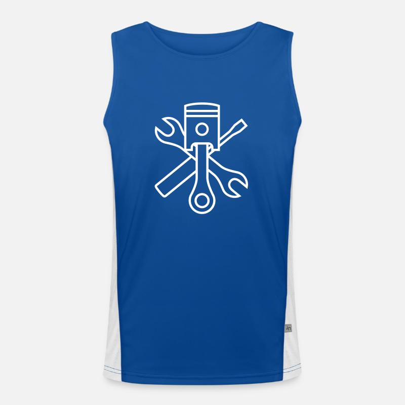 Kolben und Werkzeug 1c (+ Dein Text) Funktionelles Kontrast-Tank Top für Männer 