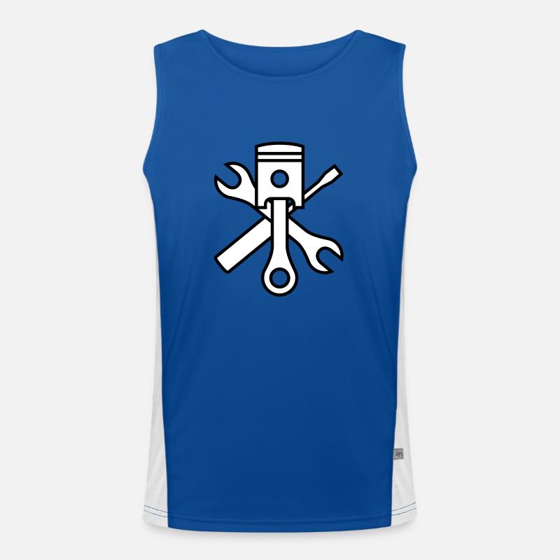 Pistons and tools 2c (+ your text) - Men's Functional Contrast Tank Top  - royal/white