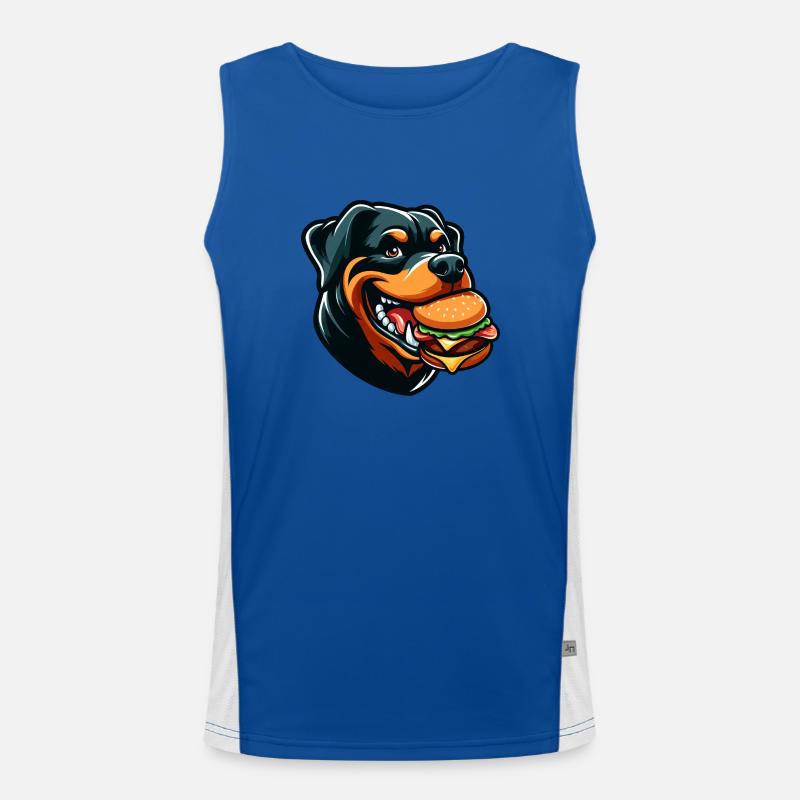 Drôle Rottweiler Hamburger Cheeseburger Rapide Fo Débardeur respirant contrasté Homme 