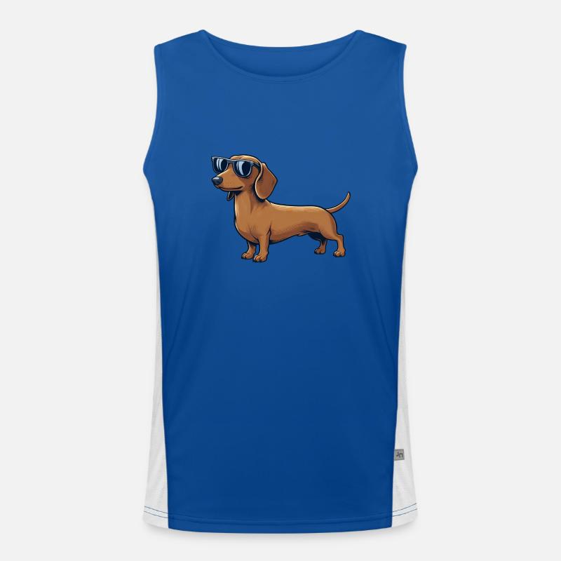 Cooler Dackel Hund Sonnenbrille Sommer Style Funktionelles Kontrast-Tank Top für Männer 
