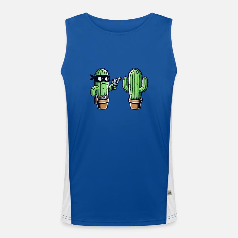 Raid drôle de cactus dans le Far West Débardeur respirant contrasté Homme 