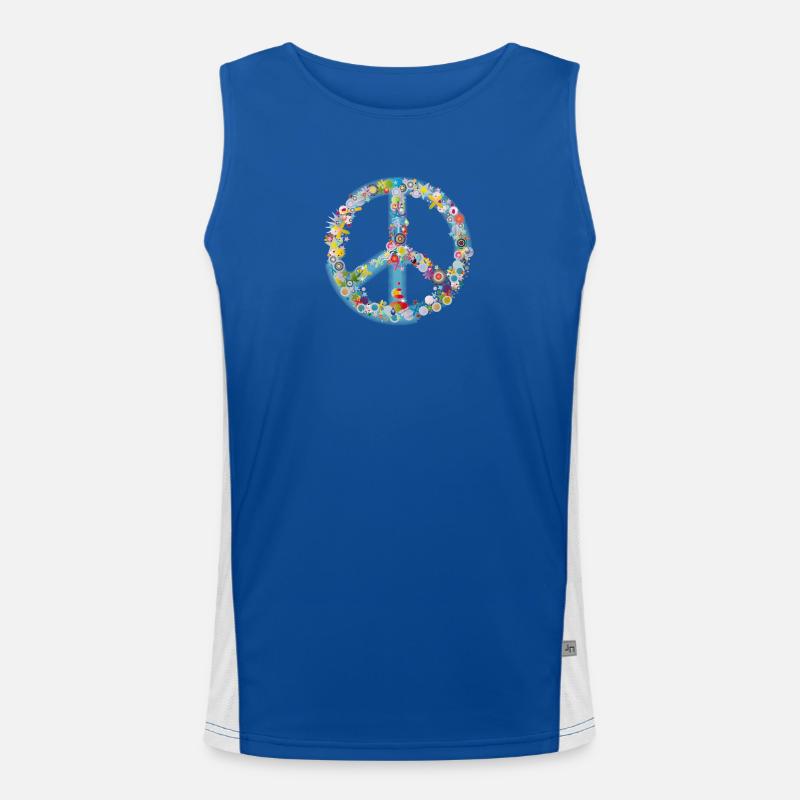 Buntes Peace Symbol Muster Funktionelles Kontrast-Tank Top für Männer 