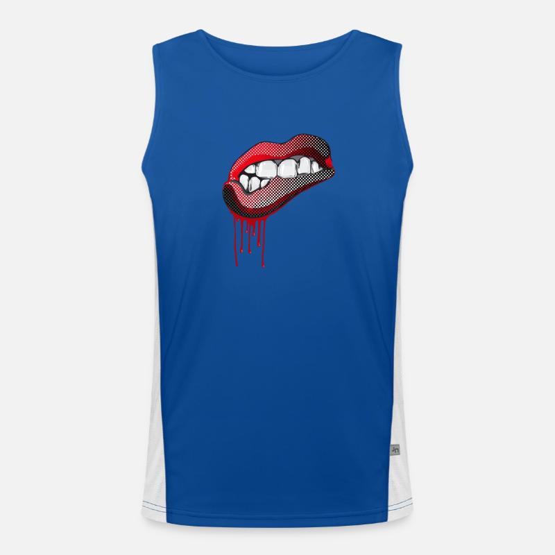 boca labios pop dientes rock cómic swag gang hipster Camiseta funcional de tirantes en contraste para hombre 