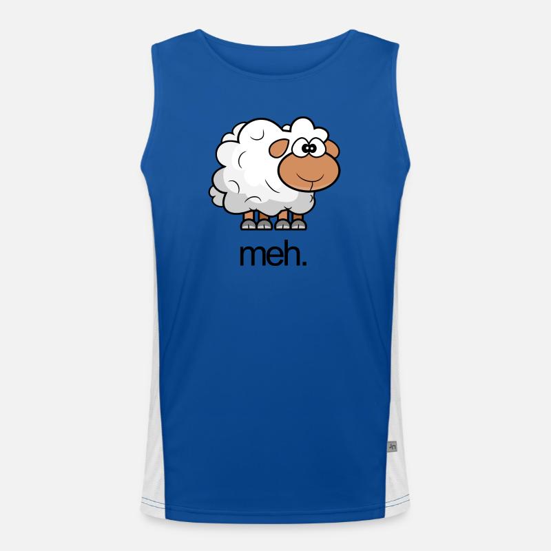 Sheep Illustration Comic with quote Men's Functional Contrast Tank Top 