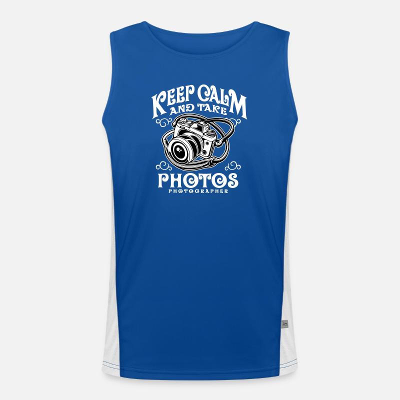 Keep Calm and take photos - Men's Functional Contrast Tank Top  - royal/white