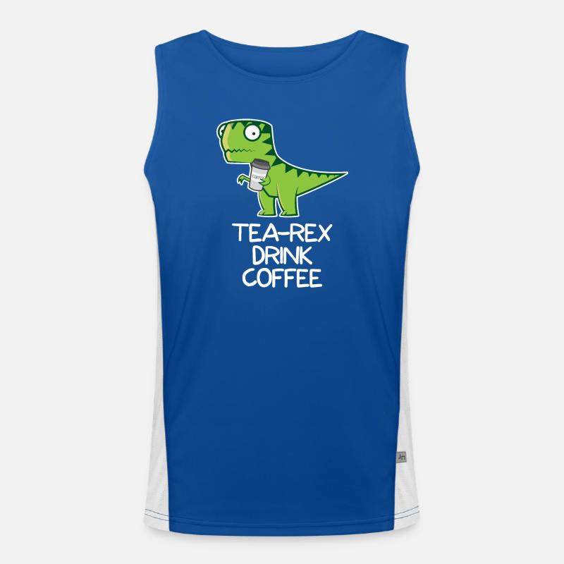 Tea Rex drink Coffee - funny Design Men's Functional Contrast Tank Top 