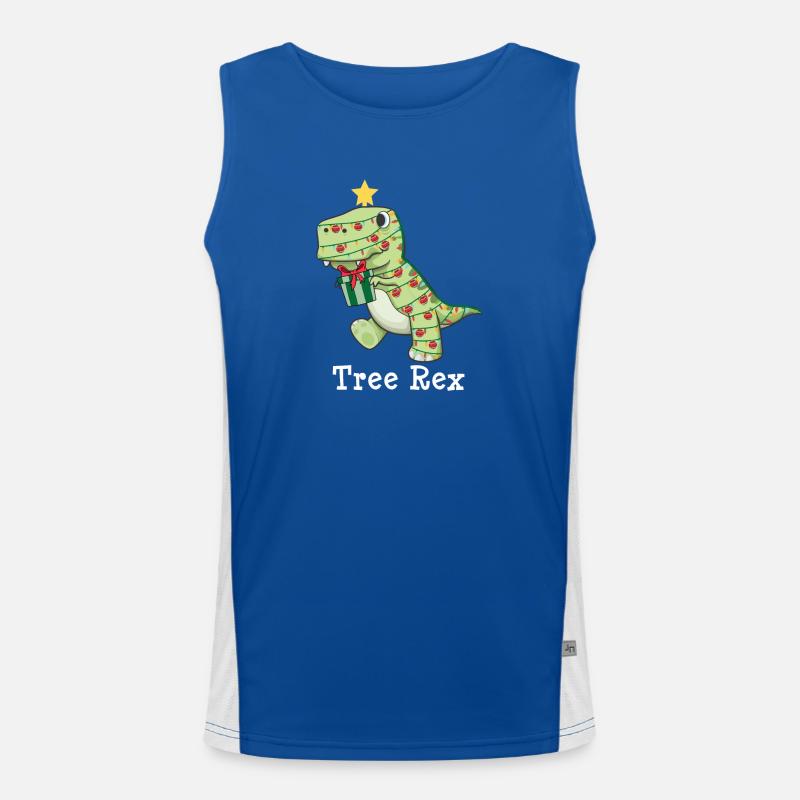 Angry Tree Rex Xmas Dinosaur Christmas Lights Funktionelles Kontrast-Tank Top für Männer 