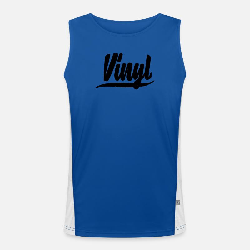 vinyl platte dj deejay musik party aufkleber patch Funktionelles Kontrast-Tank Top für Männer 