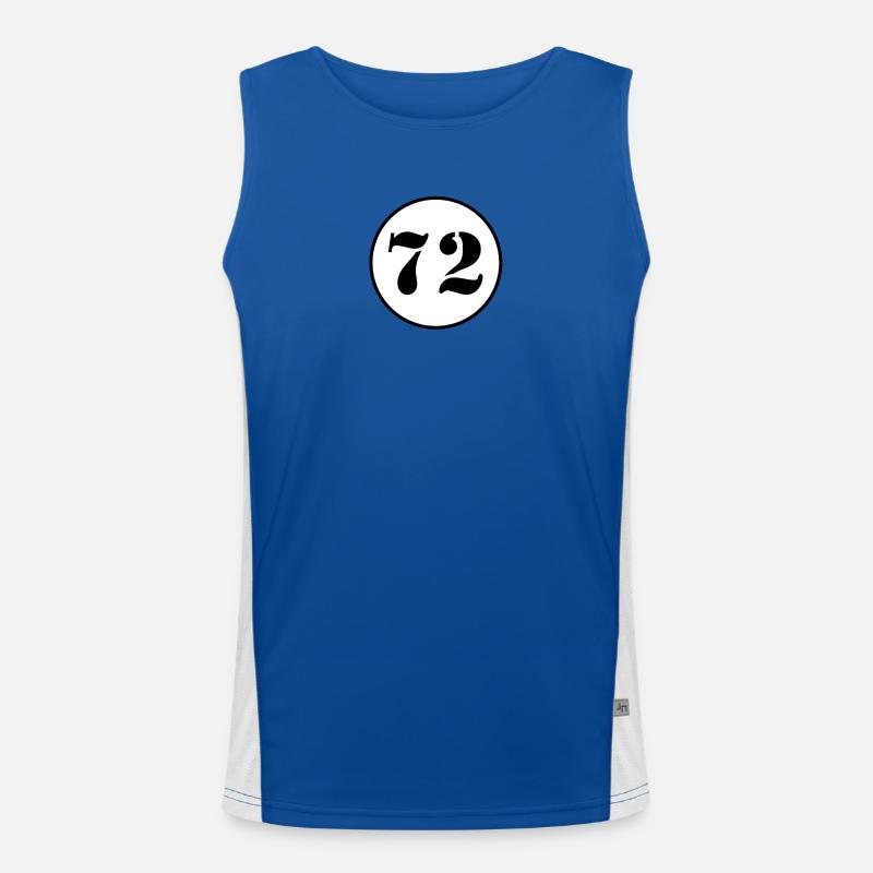 NUMMER 72 Zweiundsiebzig Geburtstag Geschenk Funktionelles Kontrast-Tank Top für Männer 