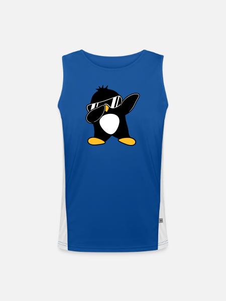 Dabbing Pinguin - Funktionelles Kontrast-Tank Top für Männer - Royal/Weiß