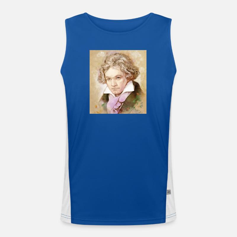 Ludwig van Beethoven in watercolor style Men's Functional Contrast Tank Top 