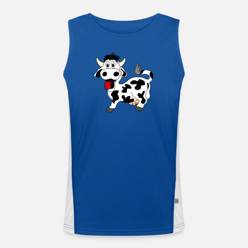 Vache noire et blanche joyeuse avec langue sortie de la bouche Débardeur respirant contrasté Homme 