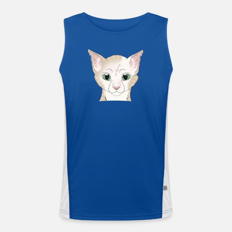 Cat white beige Men's Functional Contrast Tank Top 