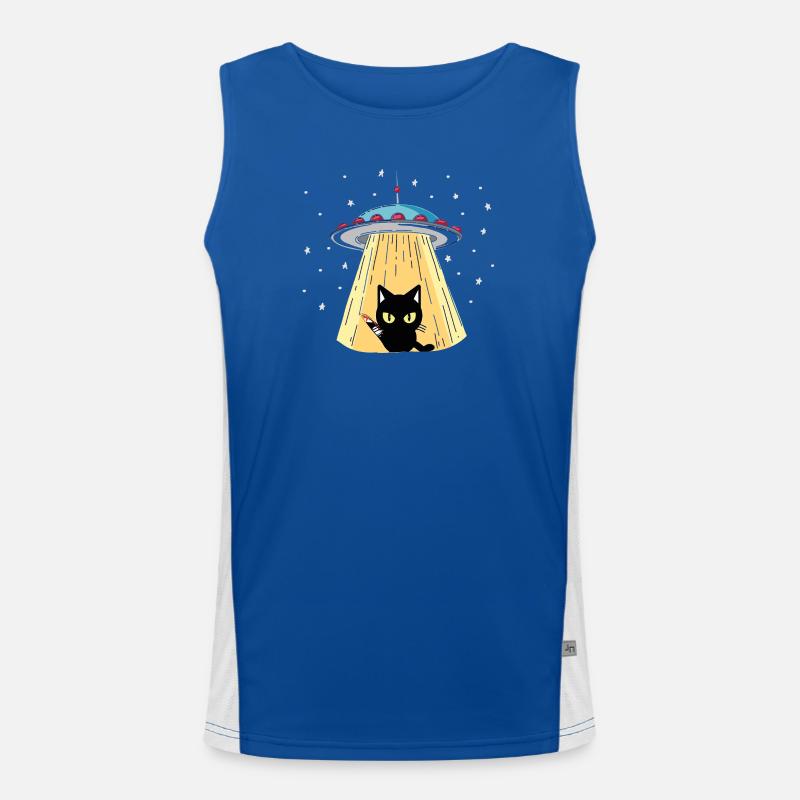 UFO cat with laser vision - Men's Functional Contrast Tank Top - royal/white