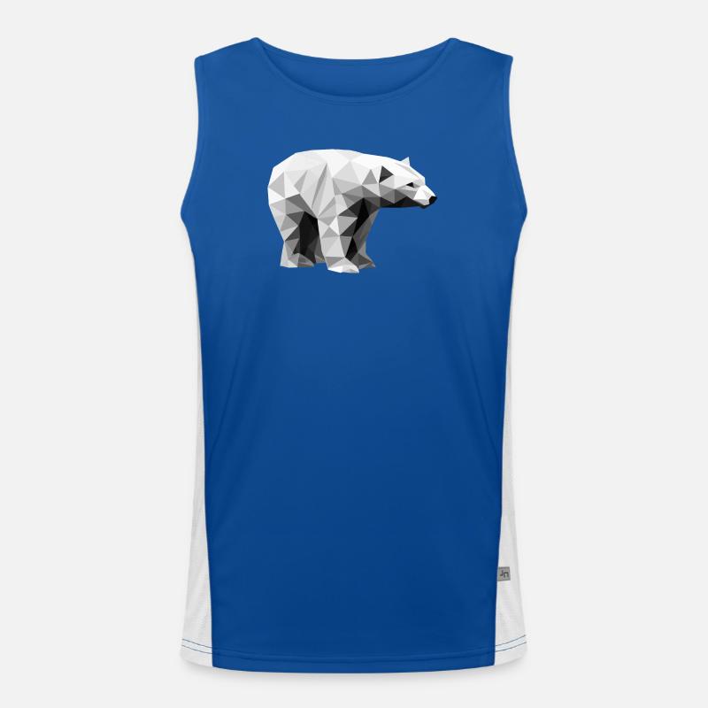 Geometric Polar Bear | Low Poly Arctic Animal  Men's Functional Contrast Tank Top 