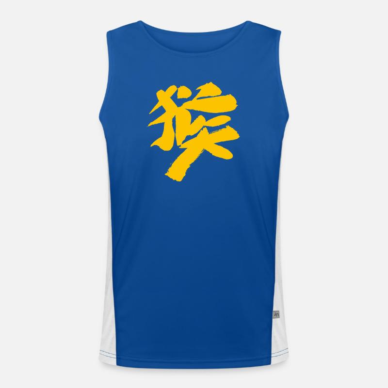 Monkey (Houzi) TUSCHE Kanji (Chinese script) - Men's Functional Contrast Tank Top  - royal/white