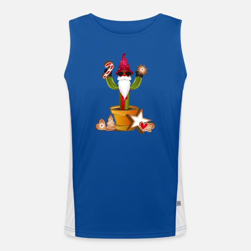 funny gnome cactus for Christmas Men's Functional Contrast Tank Top 