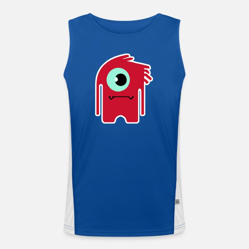 Rotes Zyklopenmonster | Lustiger Chibi-Alien Funktionelles Kontrast-Tank Top für Männer 