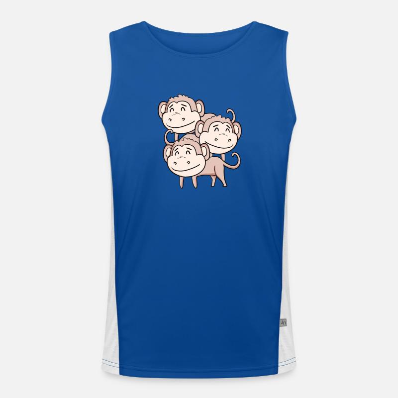 Cute Monkeys - Monkey - Men's Functional Contrast Tank Top  - royal/white