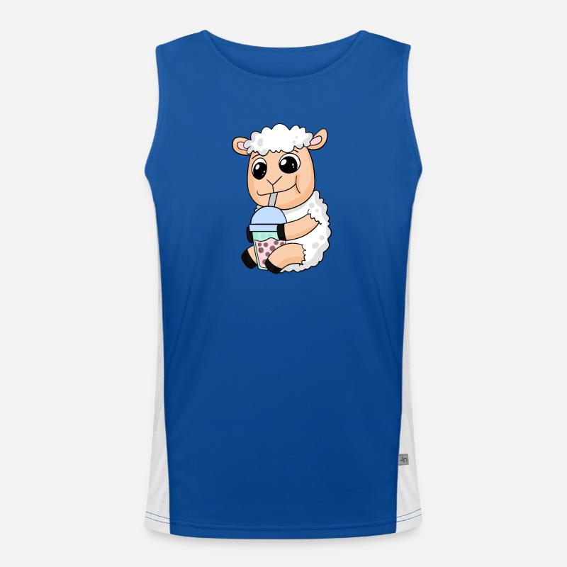 Sheep bubble tea motif - Men's Functional Contrast Tank Top - royal/white
