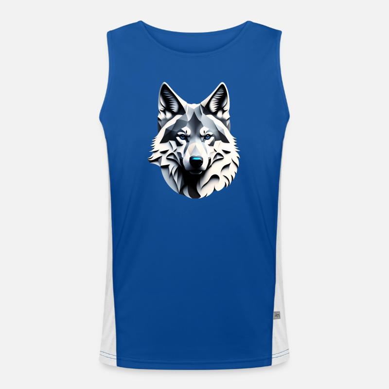 Wolf with blue eyes - Men's Functional Contrast Tank Top - royal/white