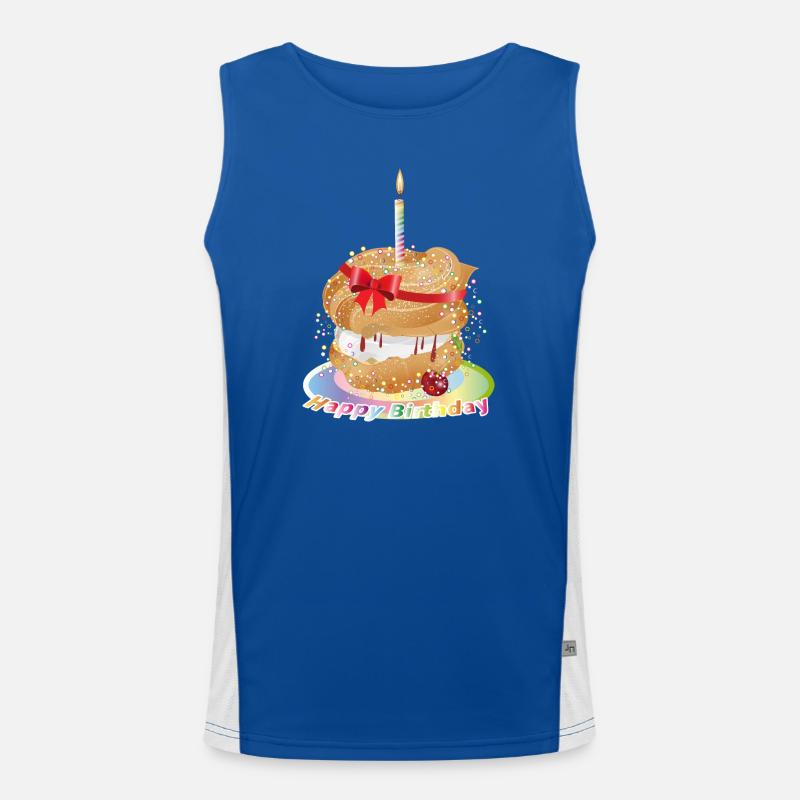 Zum Geburtstag ein gefüllter Windbeutel mit Kerze Funktionelles Kontrast-Tank Top für Männer 