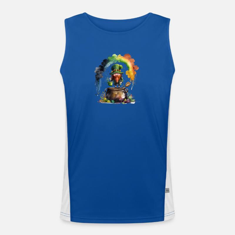 Leprechaun goblin under a rainbow - Men's Functional Contrast Tank Top  - royal/white
