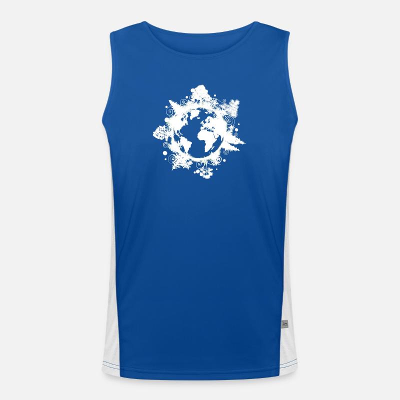 Planet Earth, Trees, Climate Protection, Environment - Men's Functional Contrast Tank Top  - royal/white