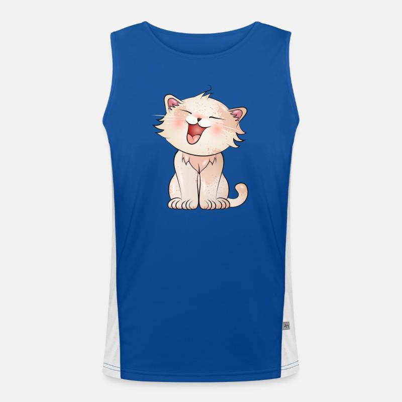 Mignon chat miaulé dans le style comique Débardeur respirant contrasté Homme 