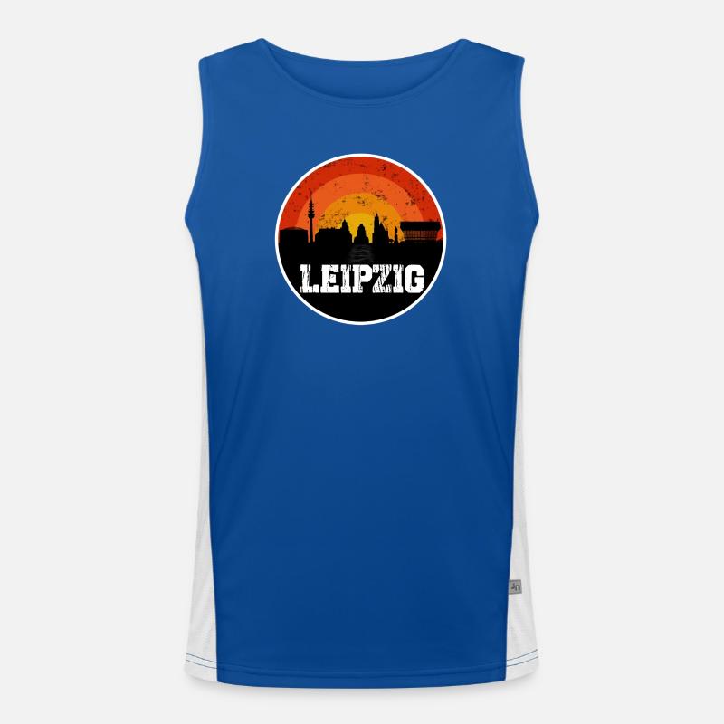 Leipzig Skyline Funktionelles Kontrast-Tank Top für Männer 