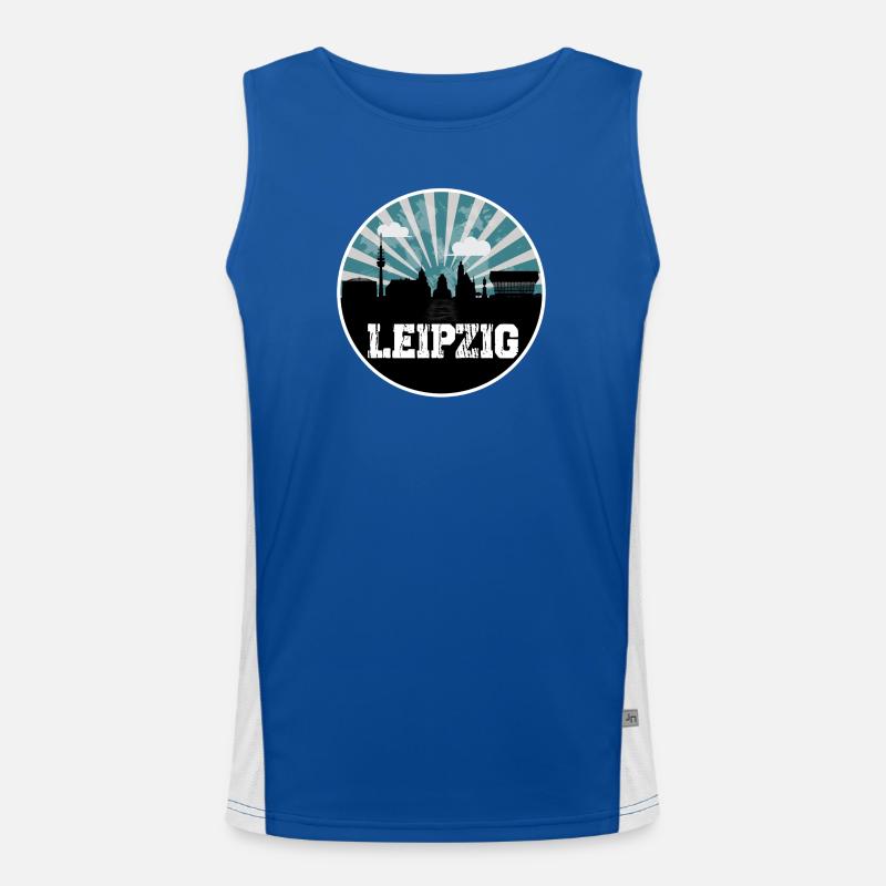 Leipzig Skyline Blue Hour Men's Functional Contrast Tank Top 